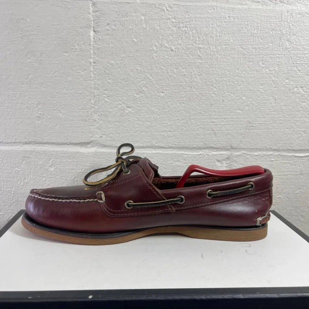 Timberland Boat Shoe Moccasin 25077 Brown Leather 2 Eye Slip On Men's 10.5 US